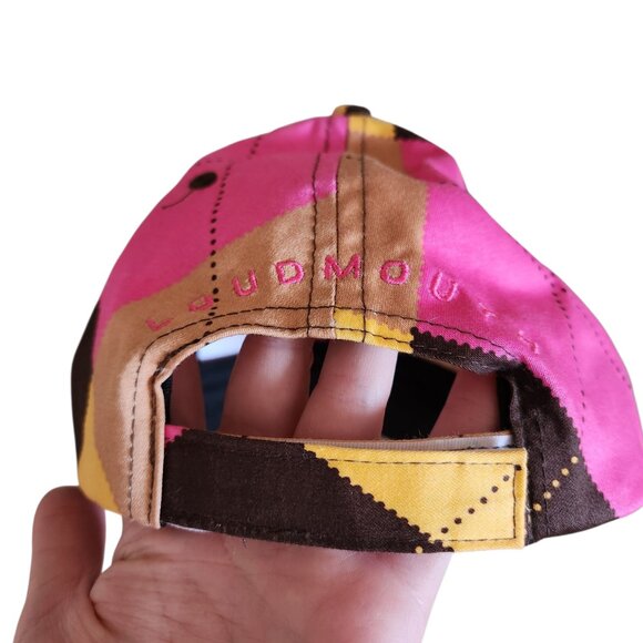 Loudmouth Golf Tango Pink Cupcakes Argyle Adjustable Hat Baseball Cap - Picture 3 of 5